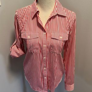 Ralph Lauren Red and White Striped shirt size S